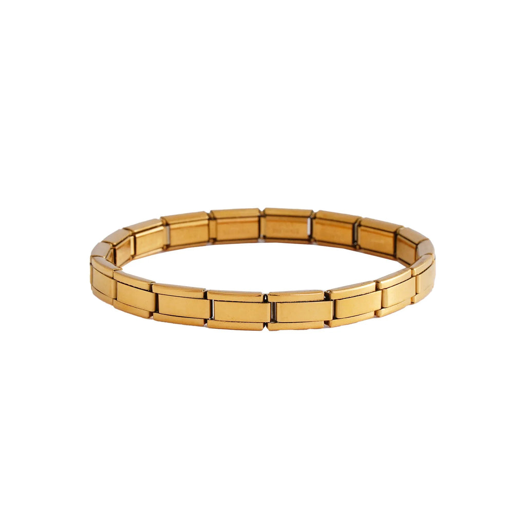 Elastic stainless steel unisex ring bracelet in steel colour, full gold, half gold or edge gold