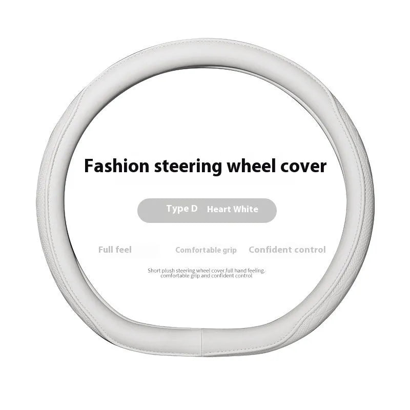 Leather steering wheel cover in navy blue for 38cm car steering wheel