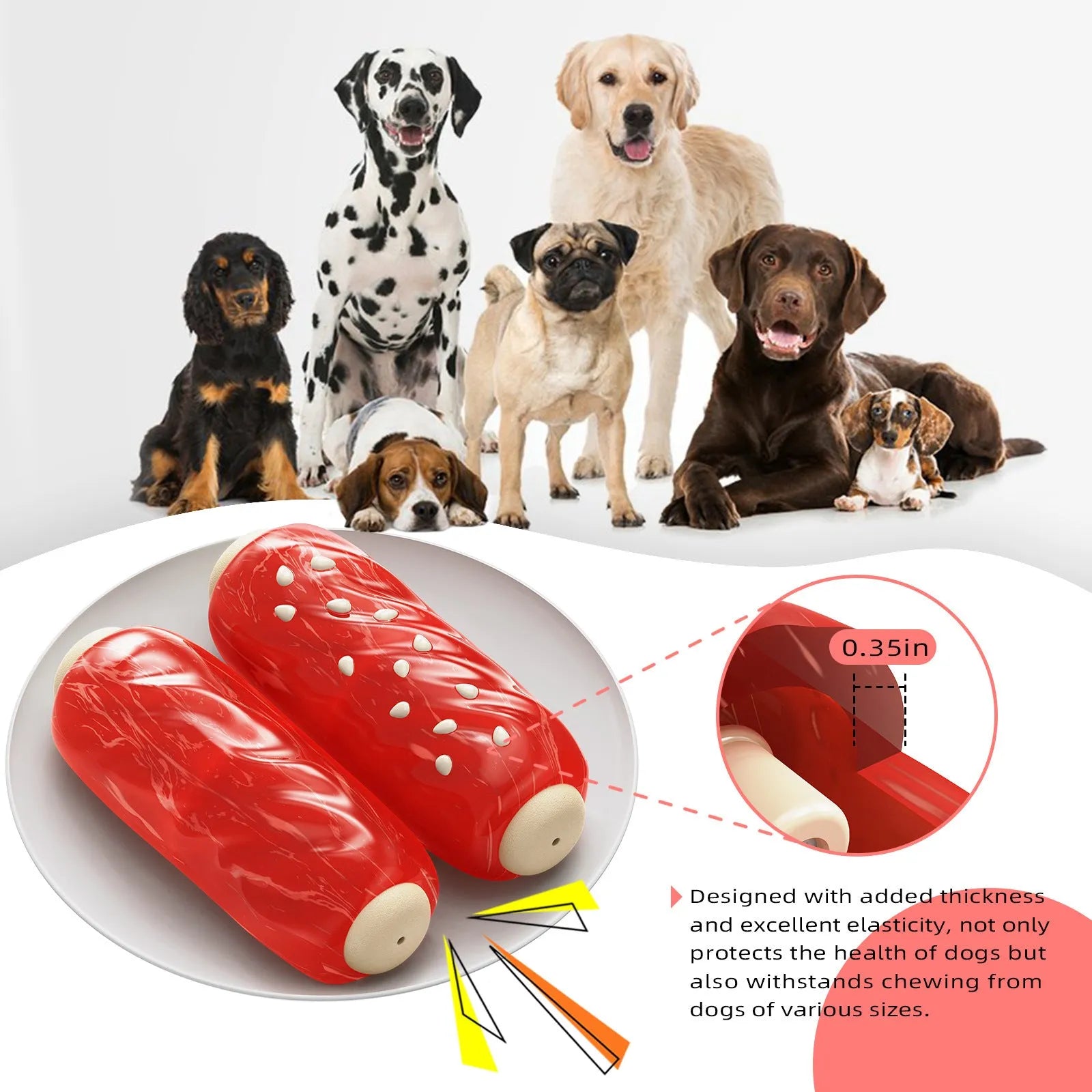 Coloured plastic chew rod dog toy for small medium breeds