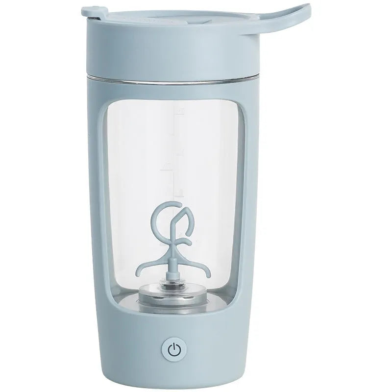 Automatic mixing cup portable juice blender in black, blue, pink, and white colours showing 650ml capacity