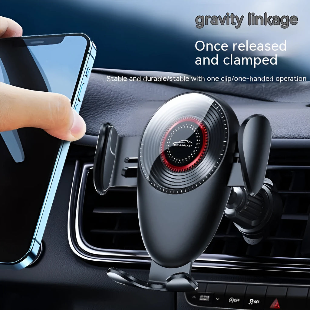 Black universal car air vent mobile phone bracket with adjustable arms for secure mounting