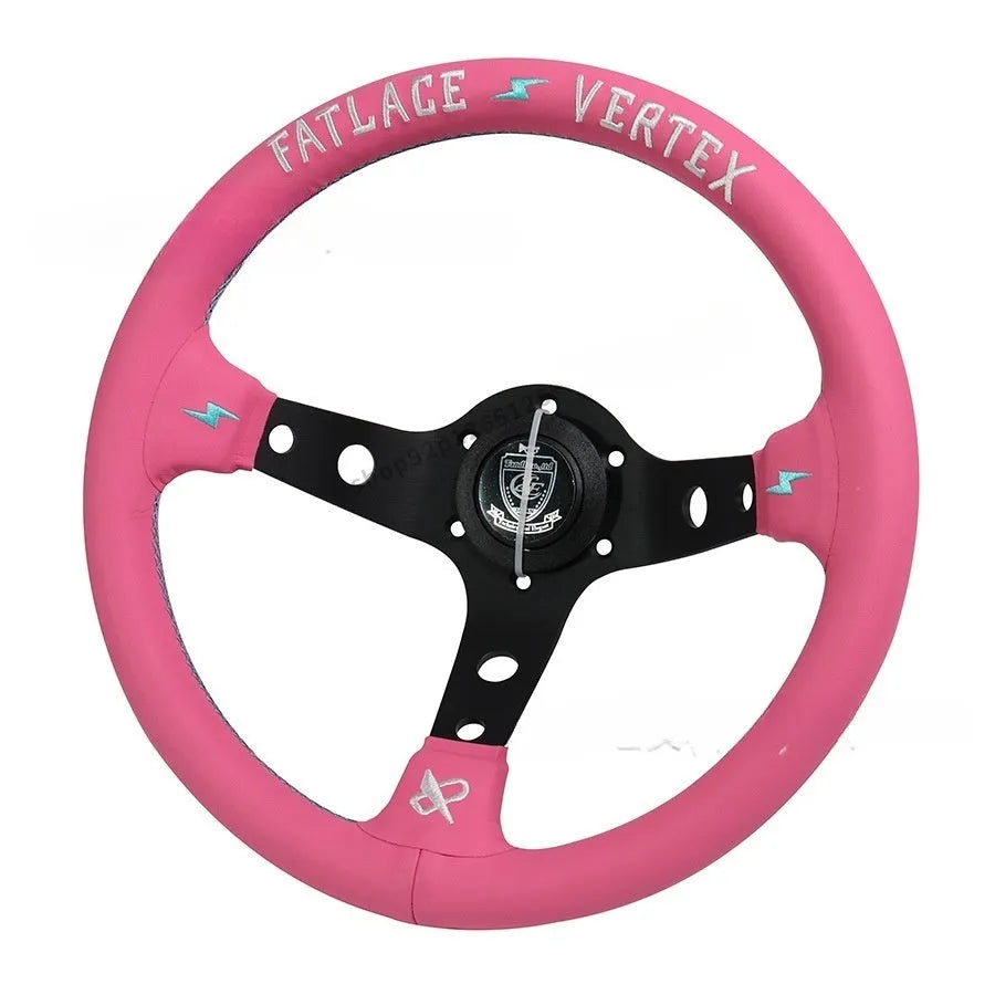 13-inch pink embroidered leather steering wheel with aluminium alloy bracket
