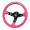 13-inch pink embroidered leather steering wheel with aluminium alloy bracket
