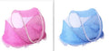 Foldable baby bed net 110x65x60cm with mattress and pillow in blue or pink mesh and steel wire frame