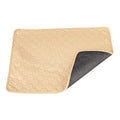 Grey and tan washable dog pee pads measuring 18x24 inches with triple-stitch binding