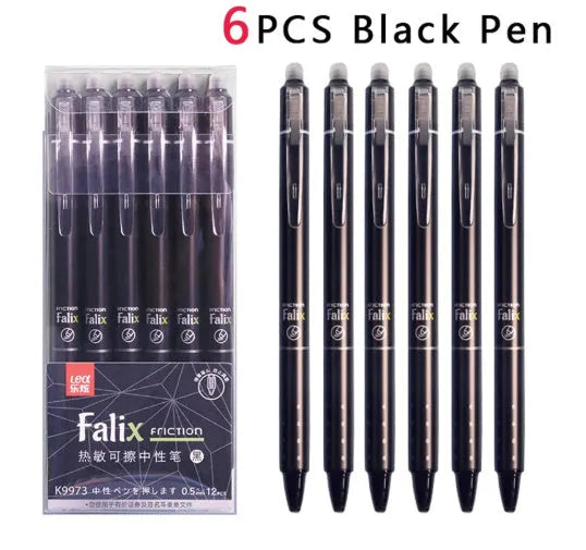 Hot erasable push gel pen 0.5mm with stainless steel nib, blue or black refill options
