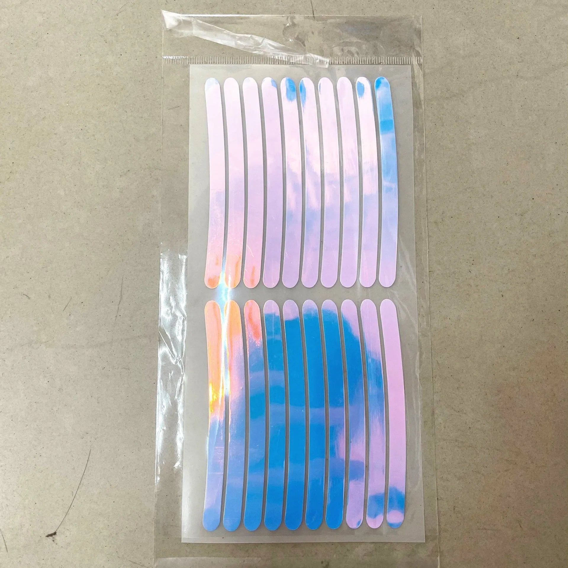 Twenty arc-shaped PVC reflective stickers for car wheel hub application in selected colour