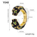 Black geometric cheetah pattern open ring with electroplated finish, size 7 women's fashion jewellery