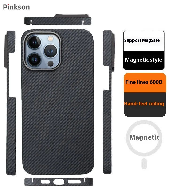 Aramid fibre ultra-thin frosted phone case for iPhone 12 series in black 1500D weave