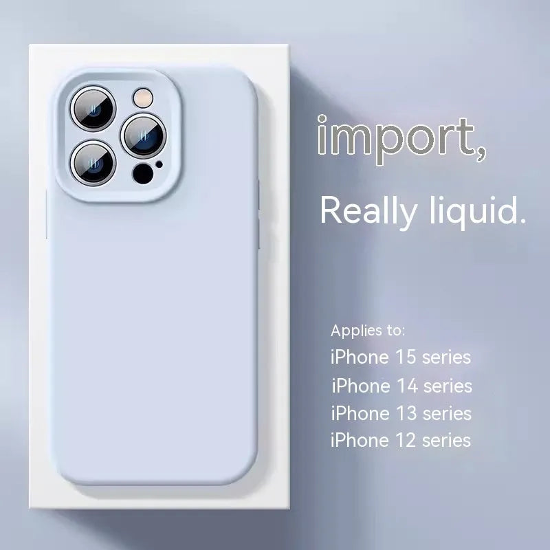 Official liquid silicone precision hole phone case for iPhone 14 and 15 series in multiple colours