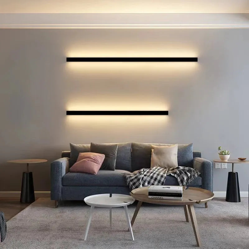 80cm black aluminium LED wall lamp with PC shade and three-colour touch switching