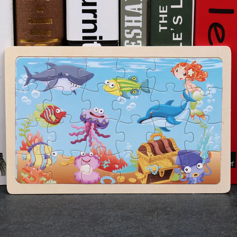 80 piece wooden animal jigsaw puzzle in iron box with non-toxic paint for children aged 3+
