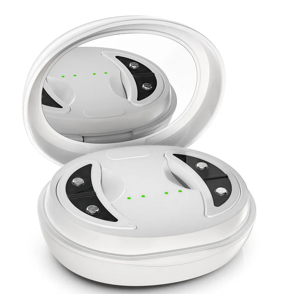 White wireless red light eye and face massager device with EMS function for dark circles