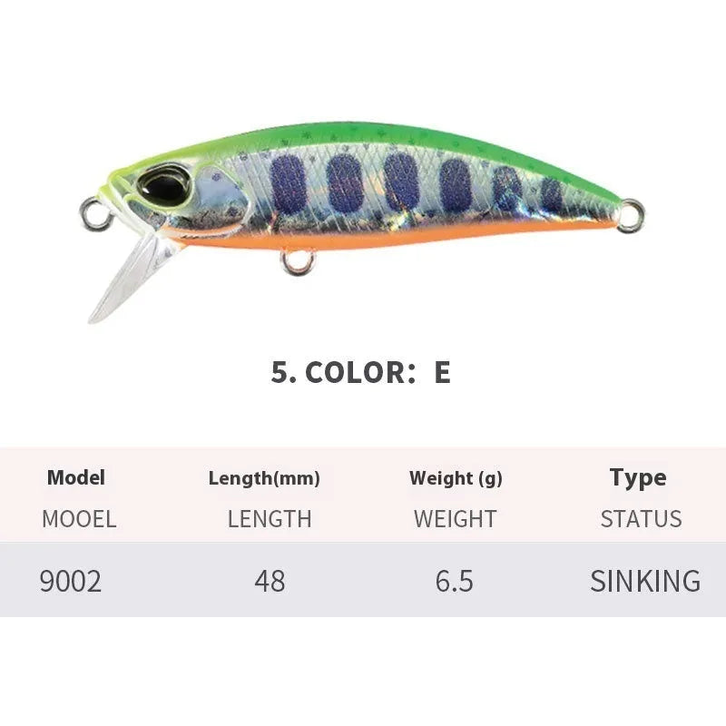 Japanese Submerged Mino soft plastic fishing lure, 48mm length, shown in one of fourteen available colours.