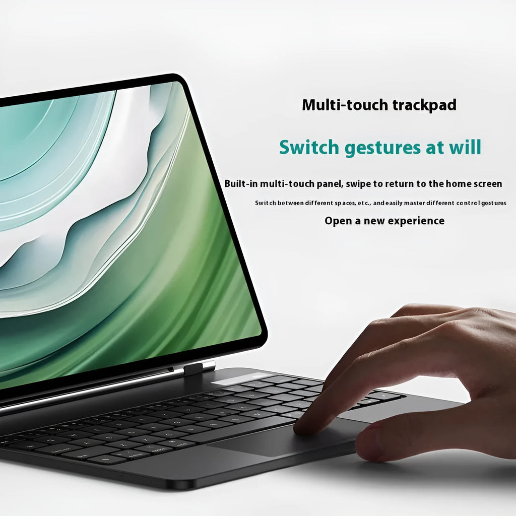 Huawei Matepad magnetic wireless keyboard cover in black with protective PU leather case