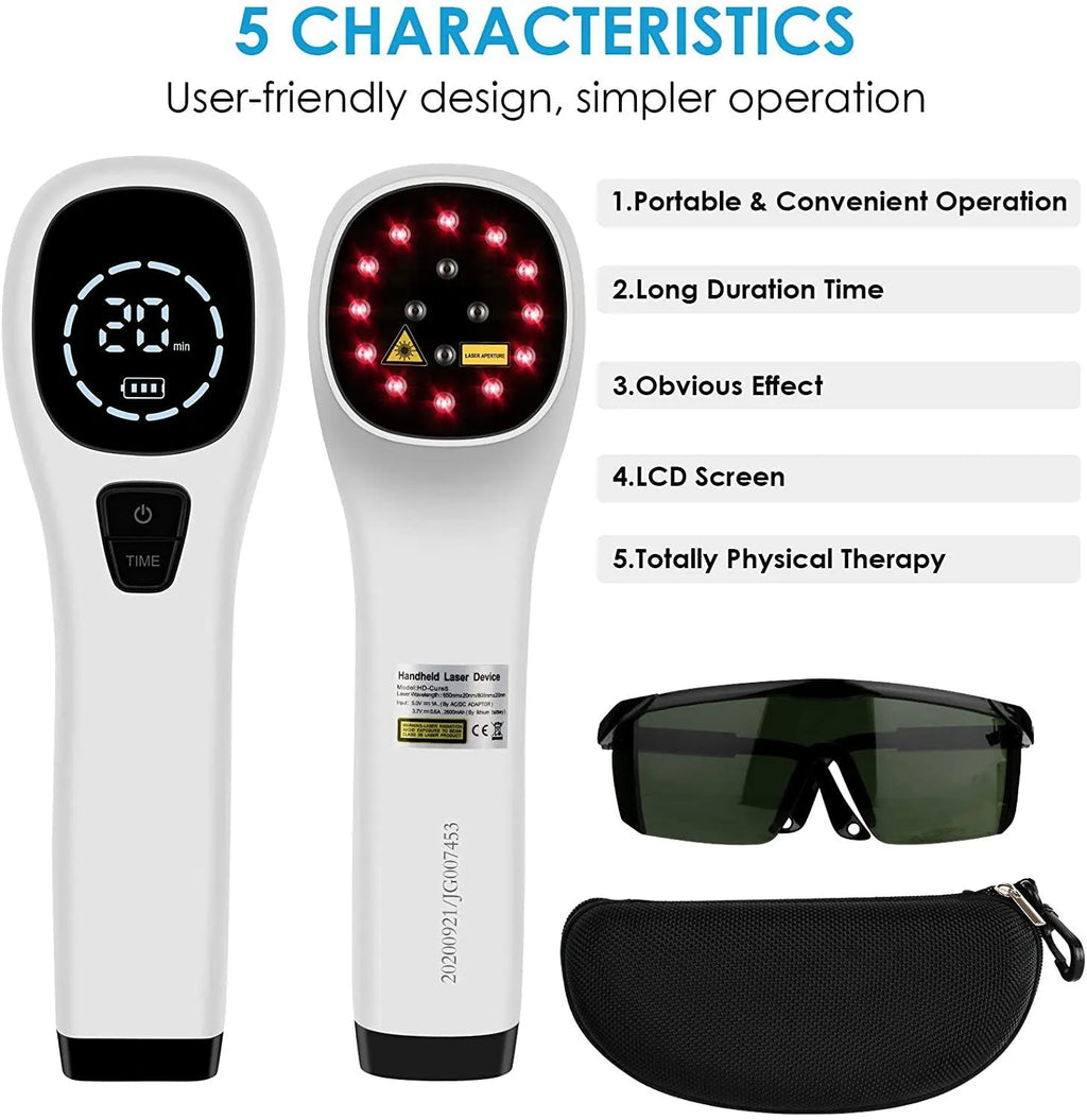 Simple Home Red Light Physiotherapy Instrument black and white battery USB infrared device with safety glasses and carrying case