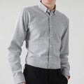 Men's long sleeve striped shirt in Oxford cotton, slim fit, cardigan style, available in five colours and sizes M to 5XL.