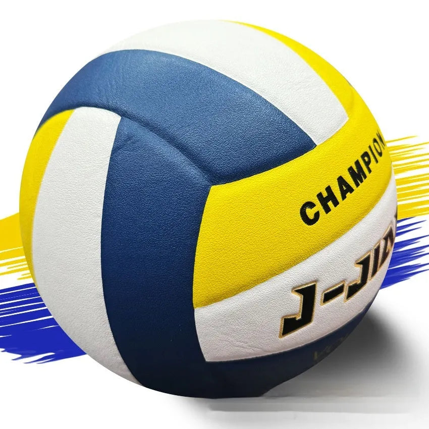 Size 5 PU volleyball in blue, yellow, and white for youth indoor and outdoor competition training