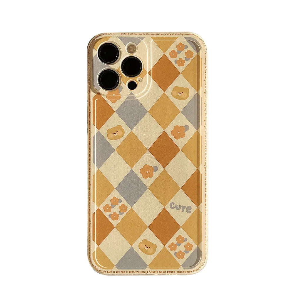 Geometric rhombus grid soft TPU phone case for Apple iPhone in photo colour