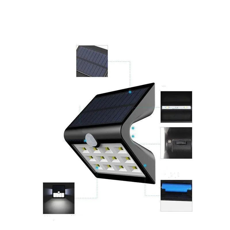 Outdoor solar wall light for garden landscape lighting with IP65 waterproof rating