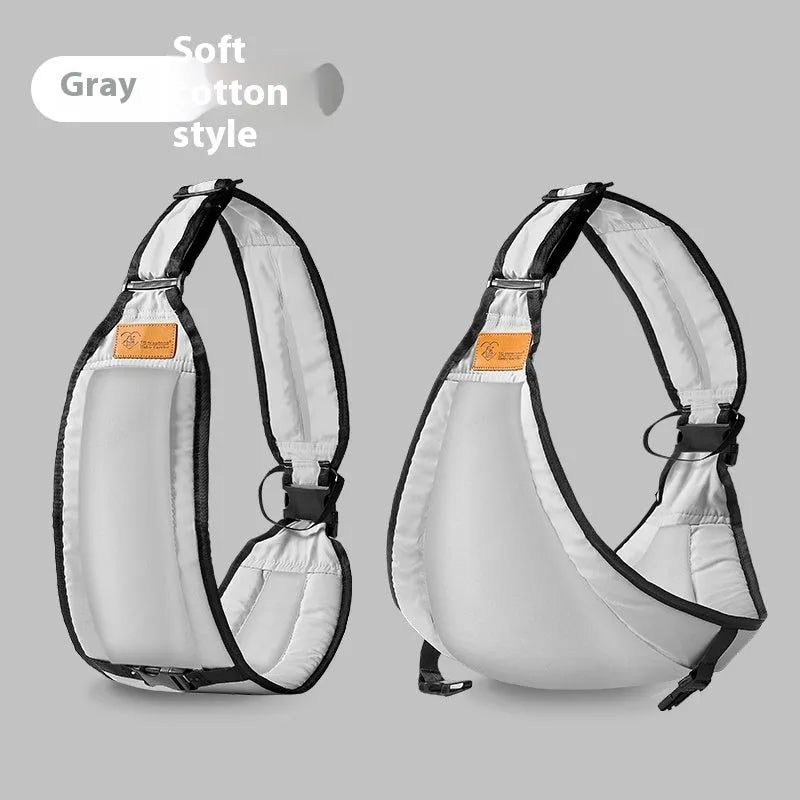 Baby carrier waist stool in cloth material, shown in one of four colour options: black, green, gray, or pink.