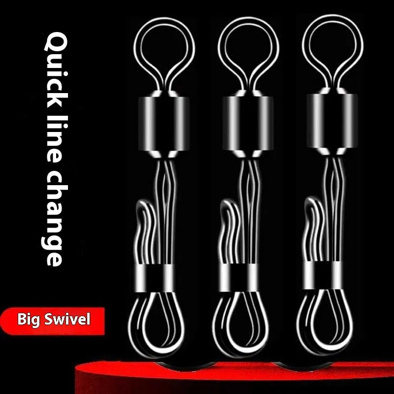 Brass quick change fishing barrel swivel with quick release mechanism in a 5-piece set