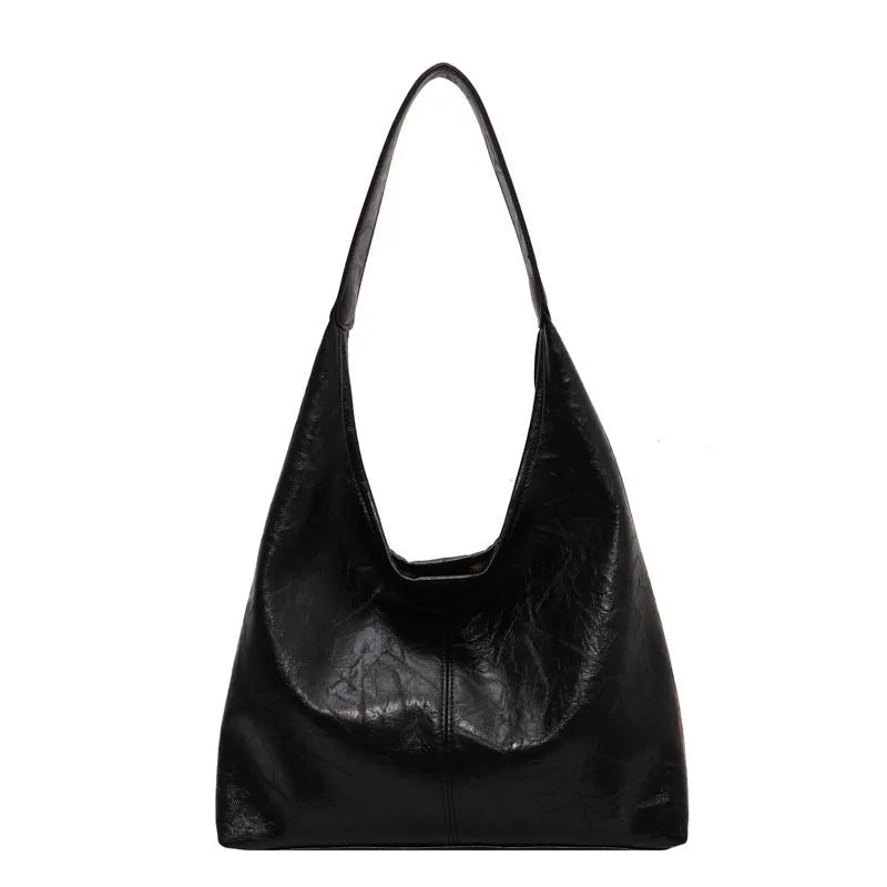 Two-piece composite bag set: large hobo shoulder bag and clutch in PU, available in five colours including black and dark brown