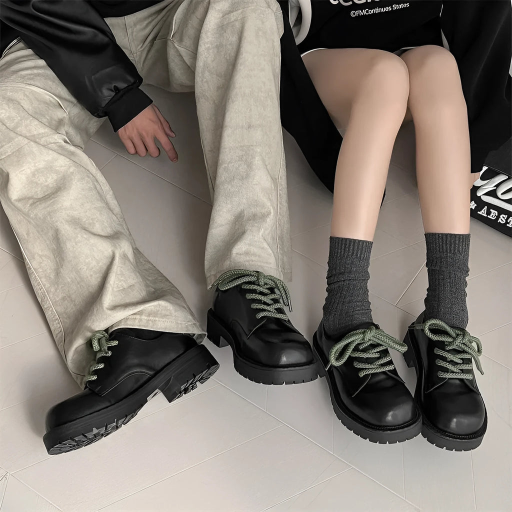 Big Head Derby platform casual shoes with microfiber upper and rubber sole for height increase