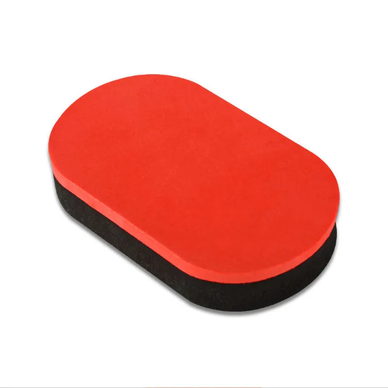 Table tennis racket cleaner kit with sponge mop, rubber cleaning agent bottle and protective film on table