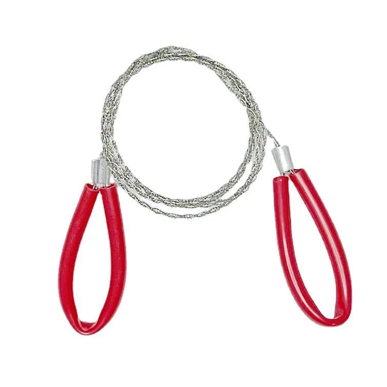 German stainless steel survival hand saw with black or red colour options showing four-section design