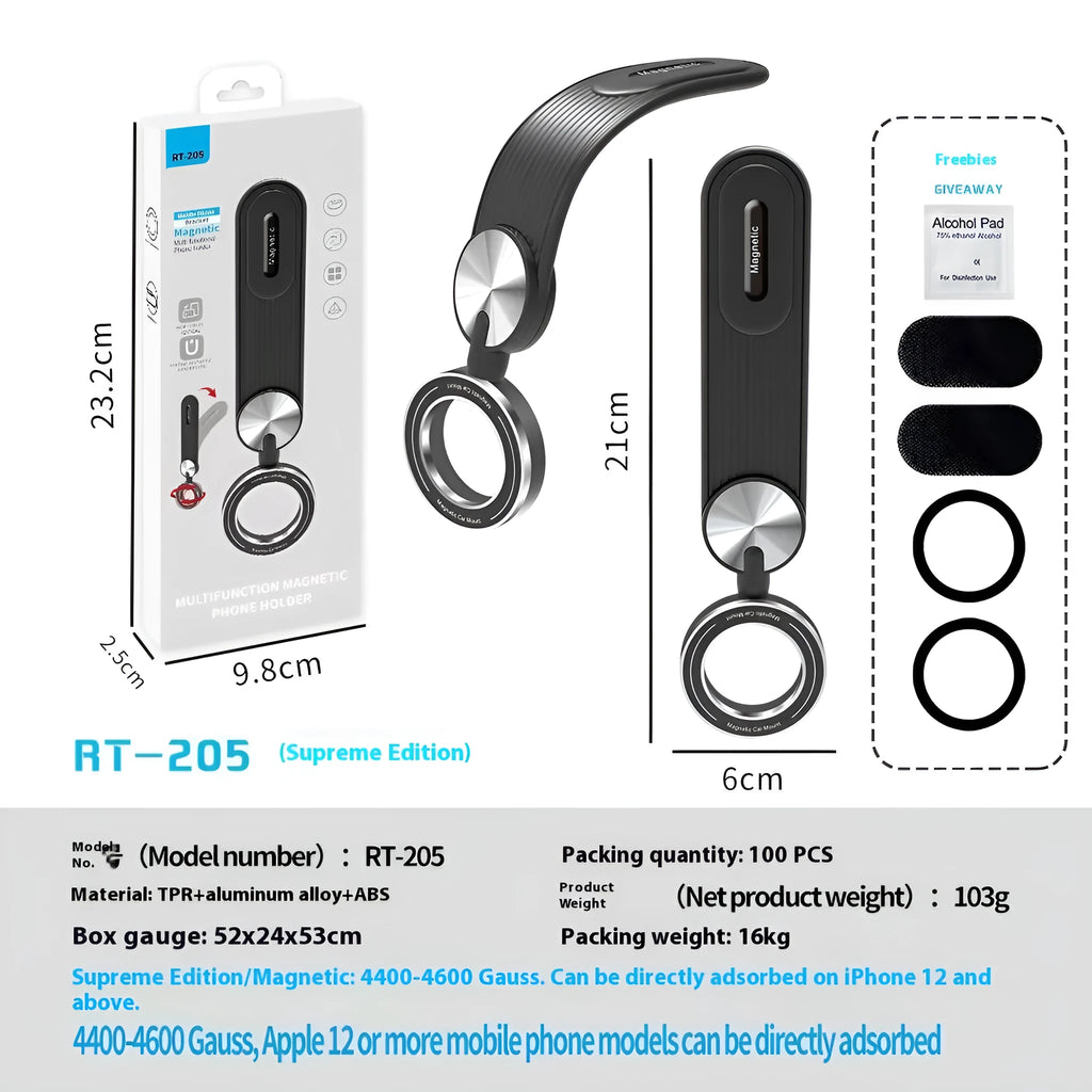 Car magnetic phone holder with folding design in RT025 Classic Edition mounted on vehicle air vent