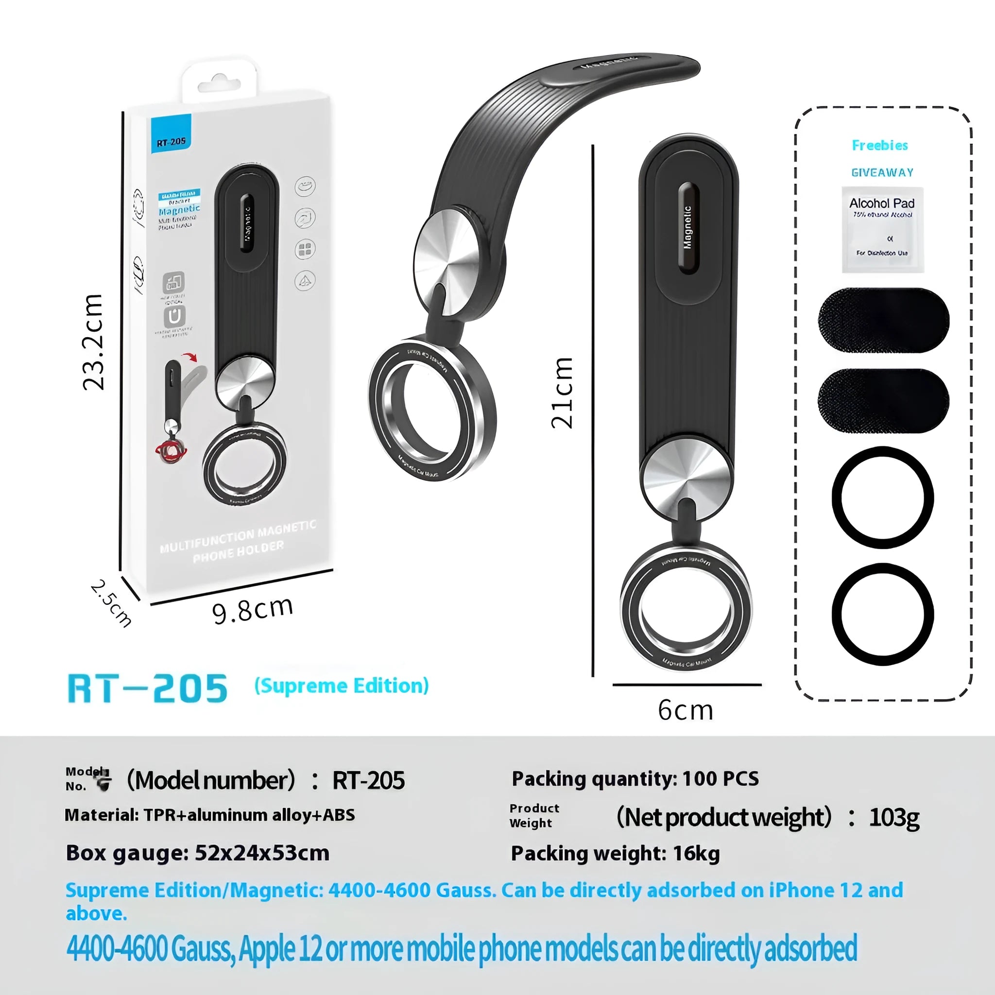 Car magnetic phone holder with folding design in RT025 Classic Edition mounted on vehicle air vent