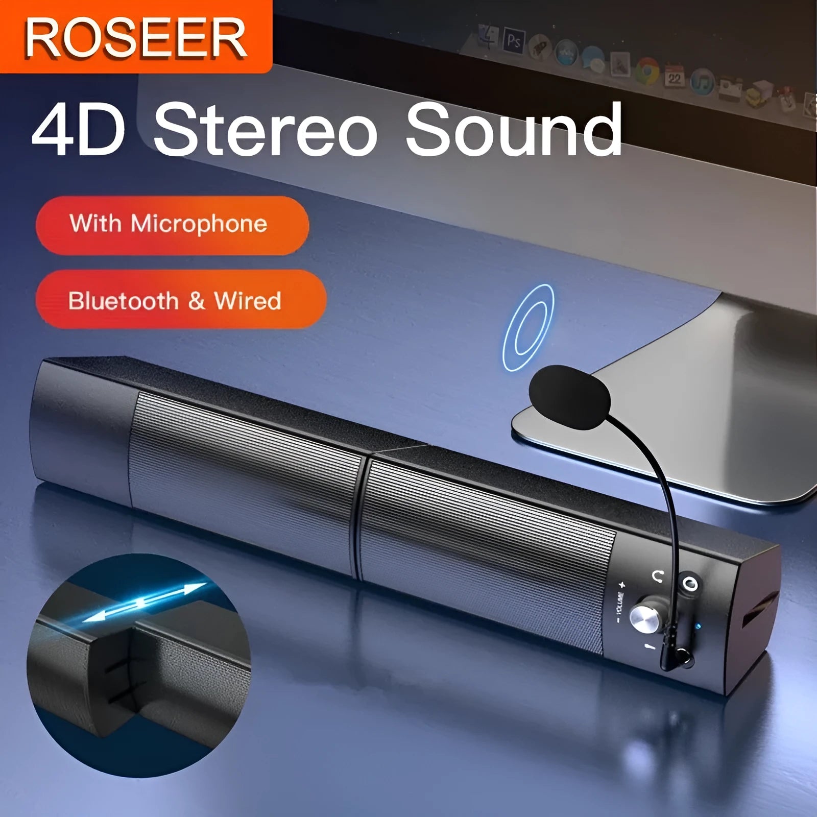 Small speaker subwoofer USB Bluetooth 5.0 wired 3.5mm HIFI sound phantom black
