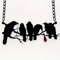 Black crow necklace with cross chain gothic jewellery design