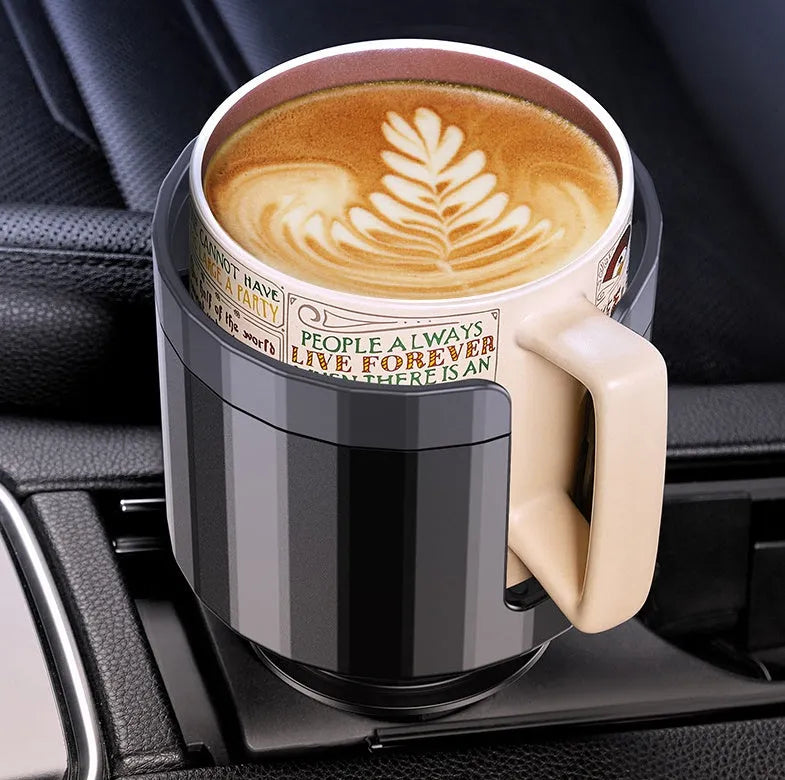 Matte black adjustable car cup holder expander for large bottles and fast food cups