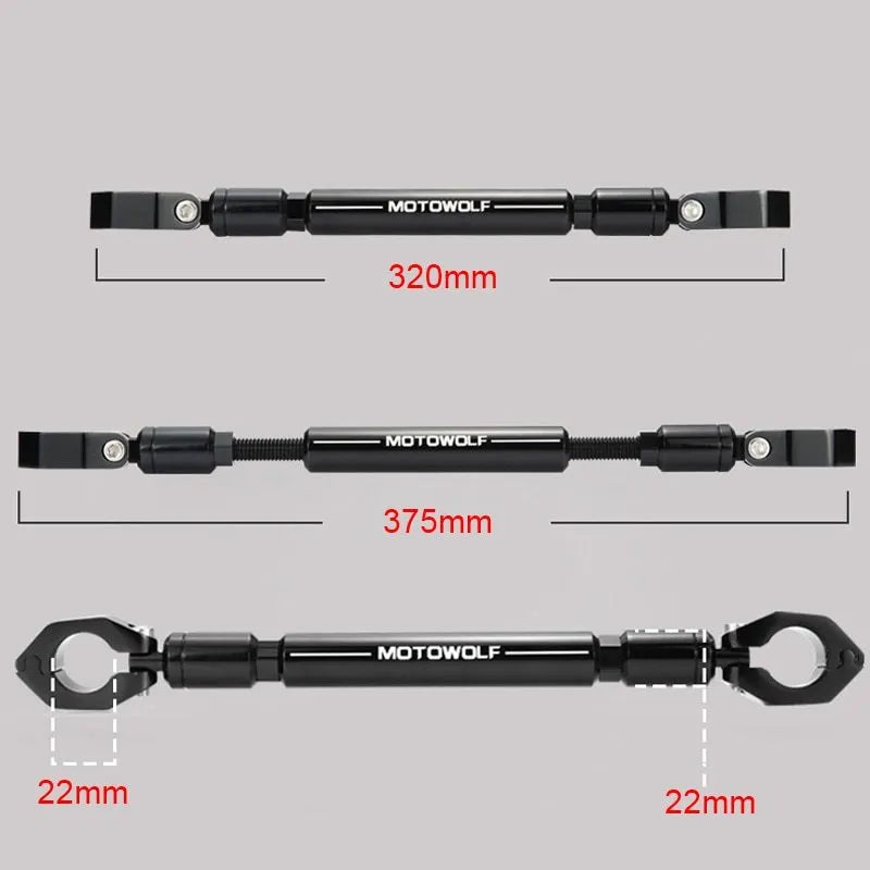 Aluminium alloy motorcycle handlebar crossbar in silver colour for steering stabilisation
