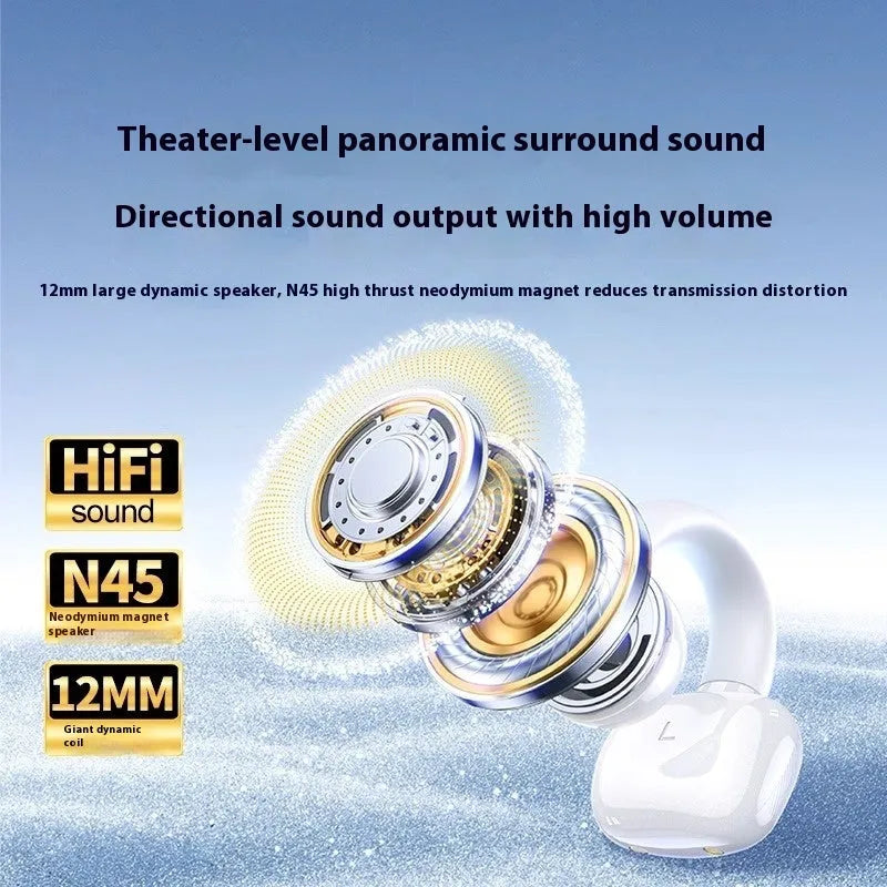 HiTune S3 Bluetooth 5.4 wireless sports headset clip-on bone conduction rubber in-ear earphones in WS209 Black
