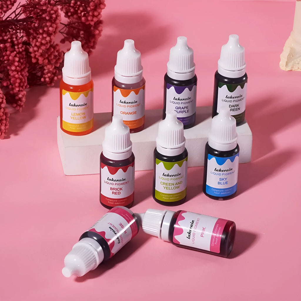 Set of 24 bottles of pigment raw material for handmade soap and natural food colouring, with crafting accessories.