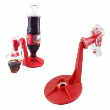 Red plastic Magic Tap manual soda bottle dispenser for 2-litre bottles.