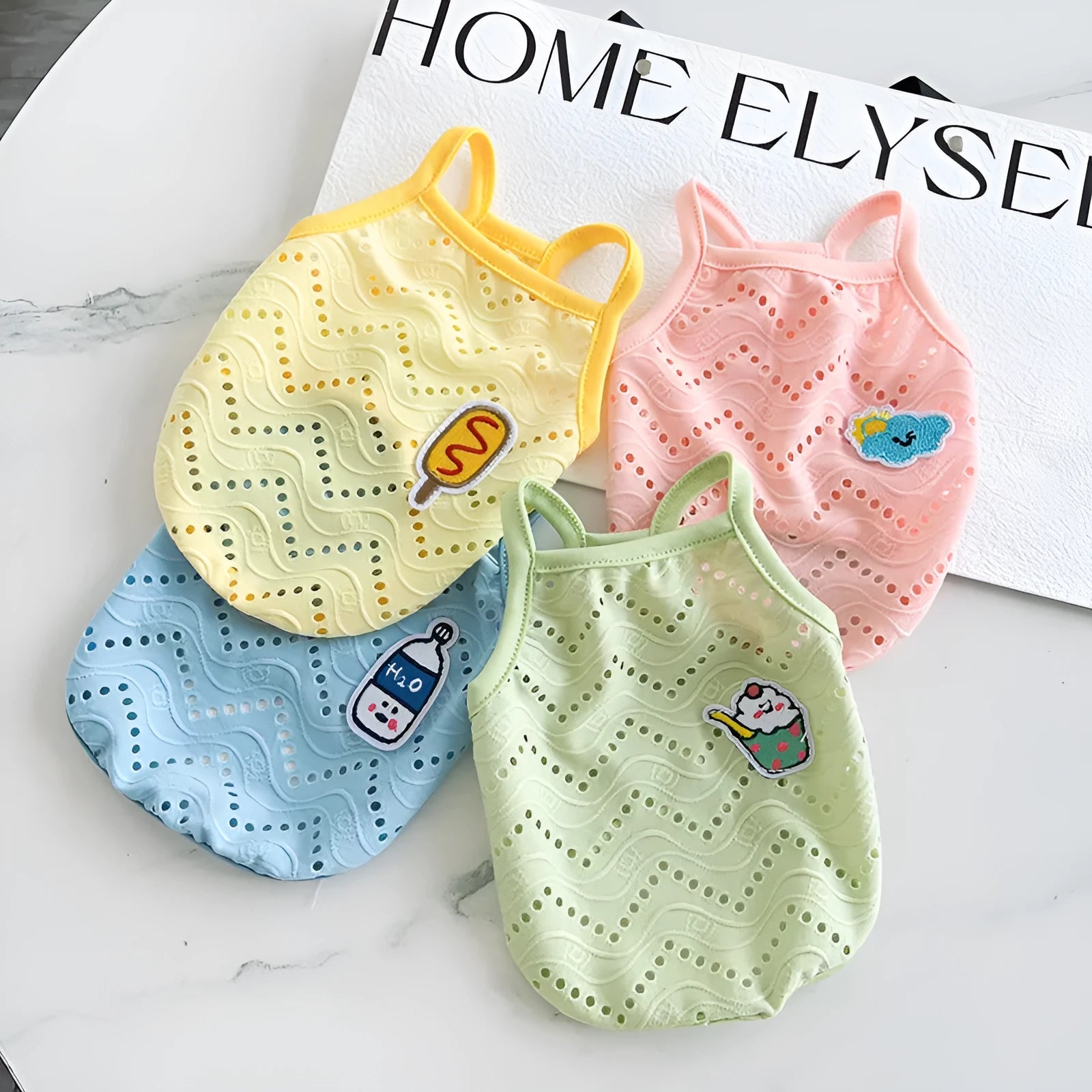 Cool mesh breathable strap pet vest for dogs and cats in polyester fabric with adjustable straps