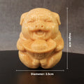 Handcrafted solid bamboo pig carving ornament with 4cm height and 3.5cm diameter dimensions