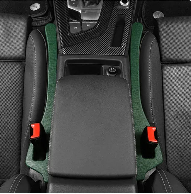 Polyurethane car seat gap strips in black, brown, red and beige colours for preventing items falling between vehicle seats