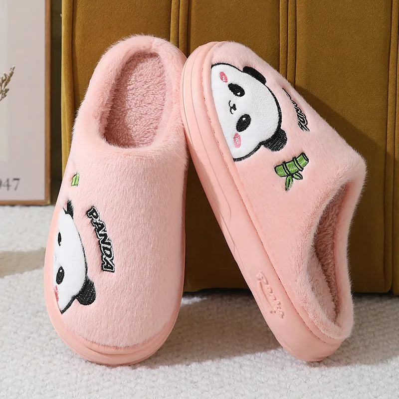 Cartoon panda slippers with thickened EVA anti-slip sole, toe slip design, unisex sizes 36-45, five colours