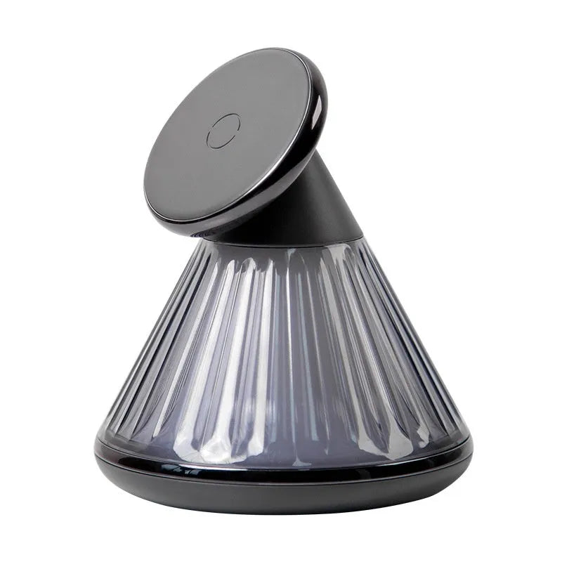 Champagne gold night table lamp with integrated magnetic wireless charging pad and dimmable LED light.