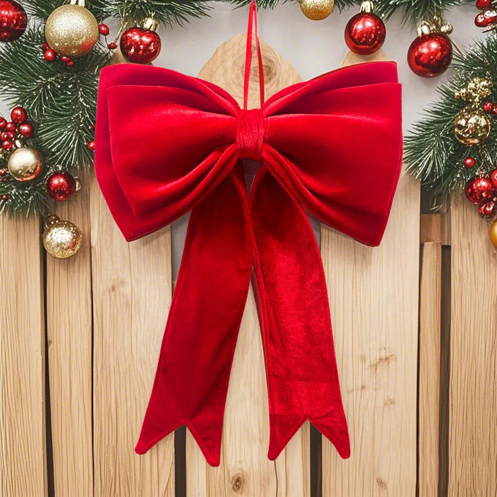 Plus-sized red velvet bow decoration, 63x48x8cm, for Christmas tree or wedding room layout