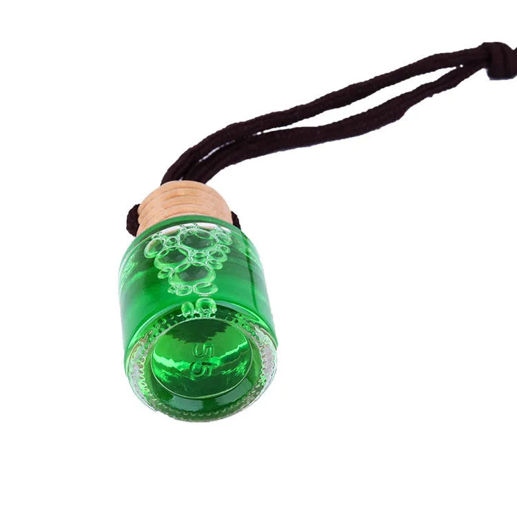 Glass bottle car air freshener hanging ornament with 55g fragrance oil in clear glass