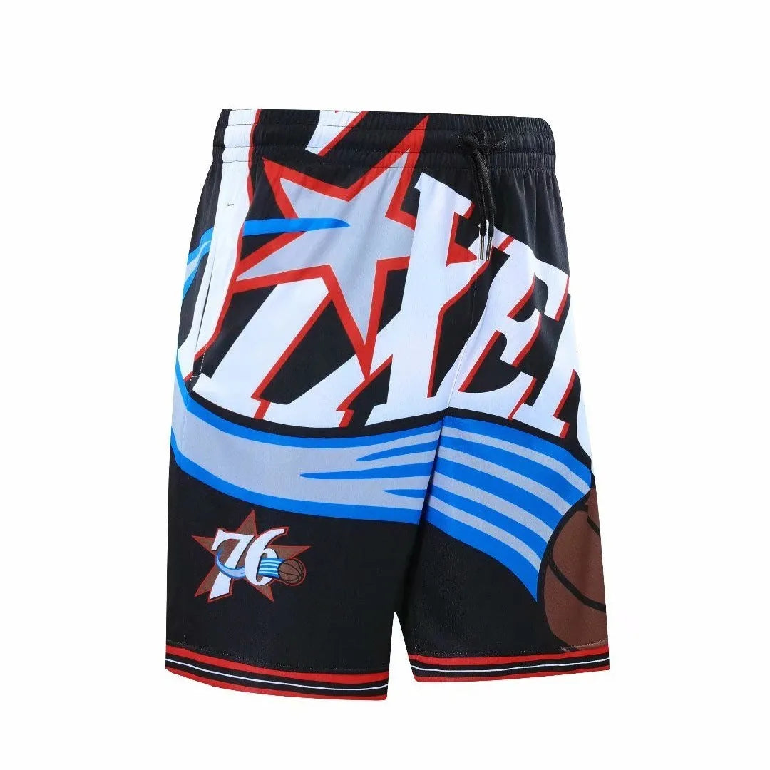 Men's black bamboo fibre basketball shorts with polyester lining, loose breathable sports shorts, sizes S to 5XL