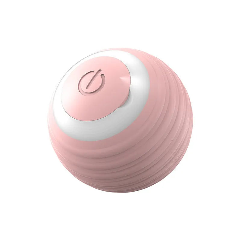 Automatic moving cat toy ball with silicone construction in blue and pink colour options