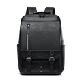 Men's casual business backpack in PU leather, solid colour, black, urban simplicity style, side view