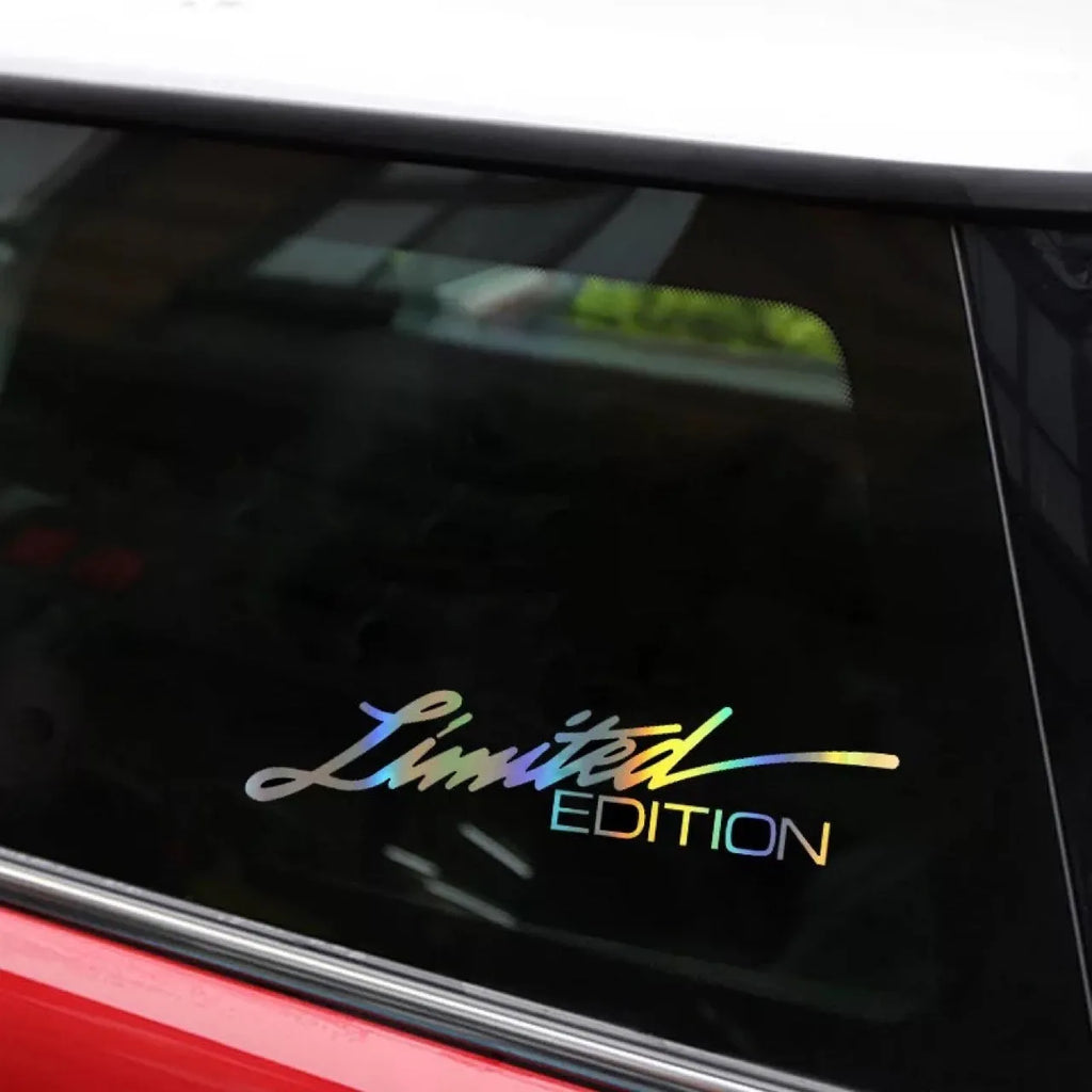 Black laser reflective car sticker with custom text on PET material for vehicle customisation